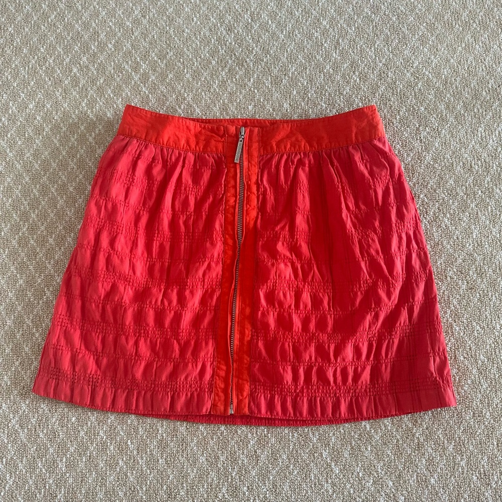 Richard Chai checked plaid textured Red Orange Women's MiniSkirt
